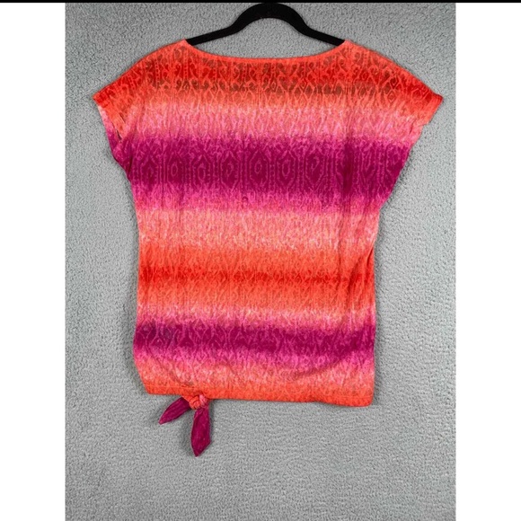 Lauren Ralph Lauren Womens Pink & Orange Top With Tie At Bottom Size S - Picture 2 of 10